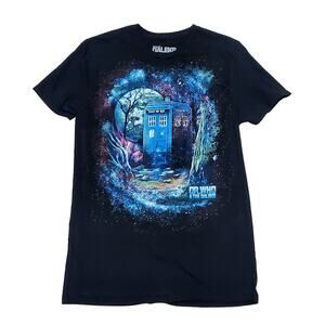 Dr Who and The Daleks Men's Black T-Shirt Dr Who Tee Police Call Box Medium 2017